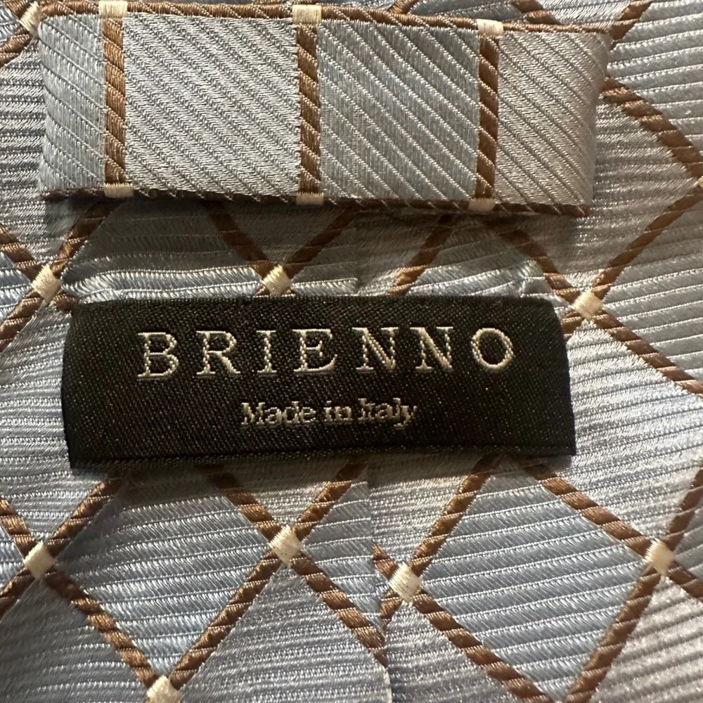 Brienno Silk Tie Mens OS Blue Diamond Geometric Italian Designer Luxury Formal‎